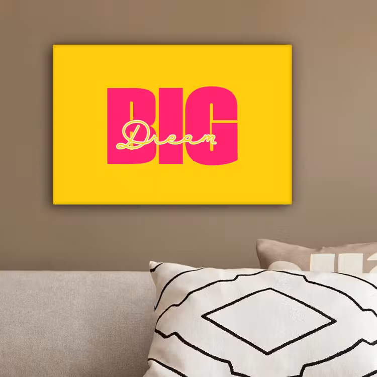Dream big - Geel - Roze canvas 2cm klein -sfeer3