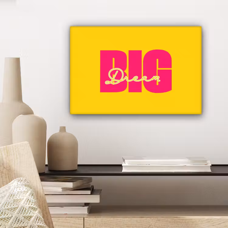 Dream big - Geel - Roze canvas 2cm klein -sfeer6