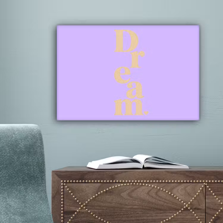 Dream - Paars - Typografisch canvas 2cm klein -sfeer4