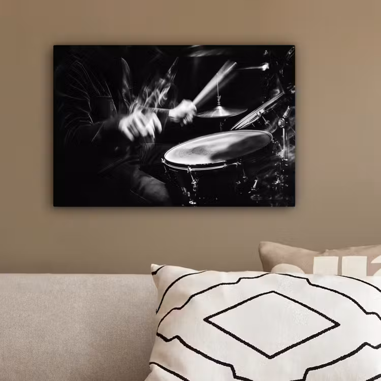 Drummer - Zwart - Drumstel canvas 2cm klein -sfeer3