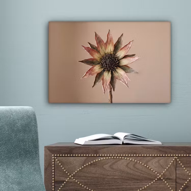 Droogbloem - Protea - Vintage - Beige - Rustiek canvas 2cm klein -sfeer4