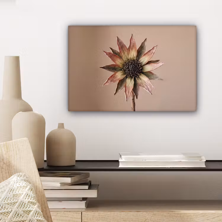 Droogbloem - Protea - Vintage - Beige - Rustiek canvas 2cm klein -sfeer6