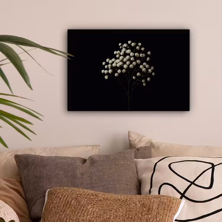Gipskruid - Bloemetjes - Wit - Minimalistisch canvas 2cm klein -sfeer1