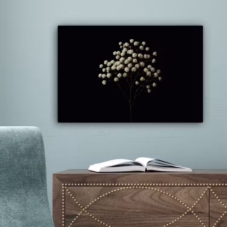Gipskruid - Bloemetjes - Wit - Minimalistisch canvas 2cm klein -sfeer4