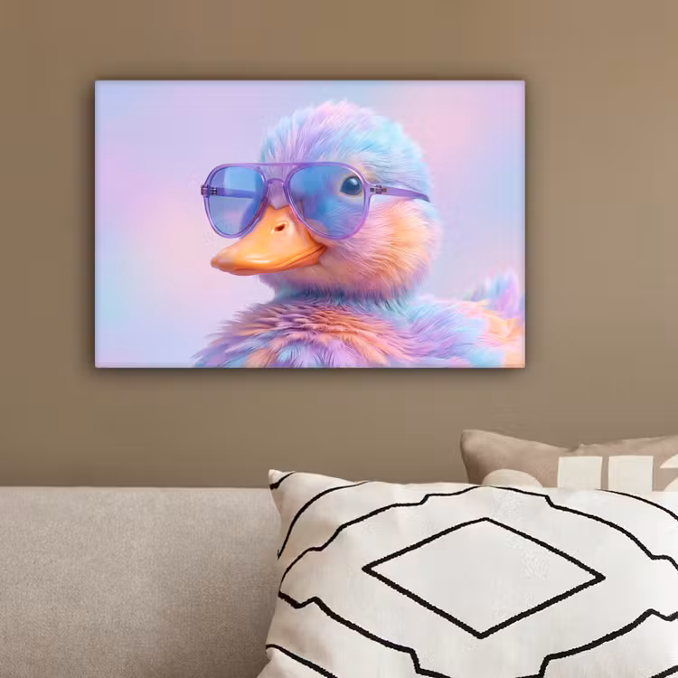 Eend - bril - Pastel canvas 2cm klein -sfeer3