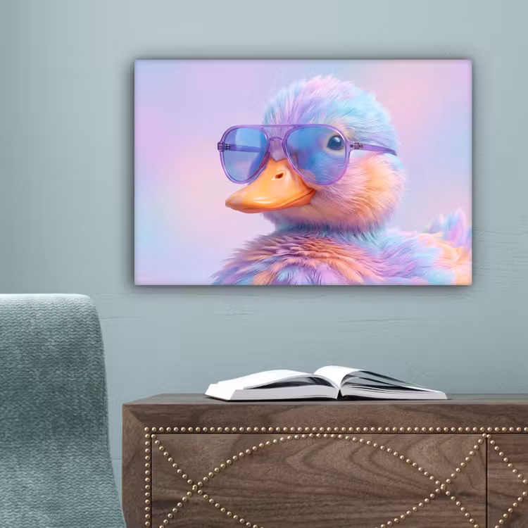 Eend - bril - Pastel canvas 2cm klein -sfeer4