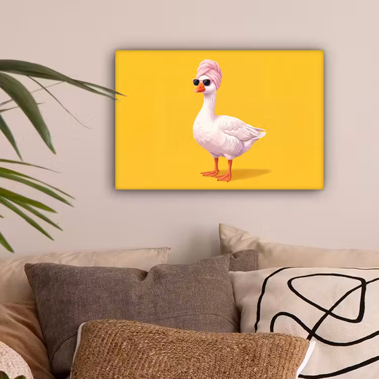 Eend - Zonnebril - Geel canvas 2cm klein -sfeer1