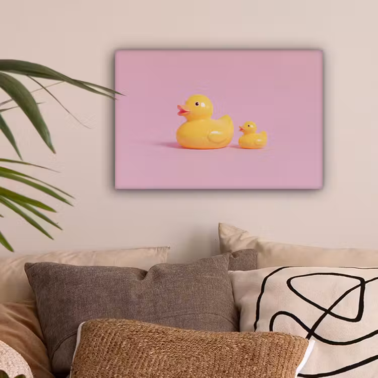 Eendjes - Vrolijk - Roze canvas 2cm klein -sfeer1