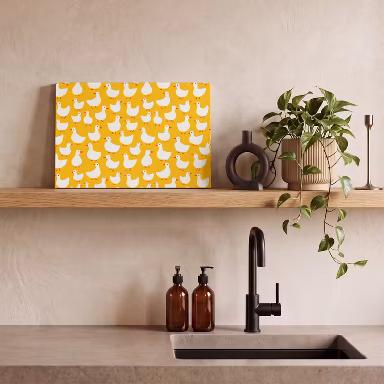 Eendjes - Patroon - Geel canvas 2cm klein 34 -sfeer3