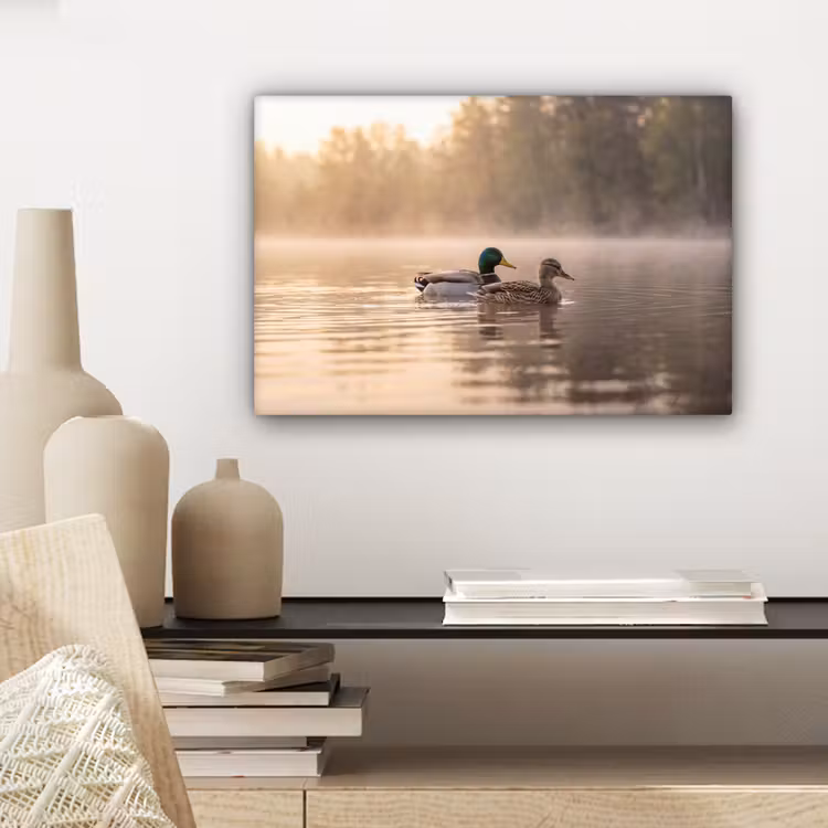 Eenden - Water - Mist - Natuur canvas 2cm klein -sfeer6