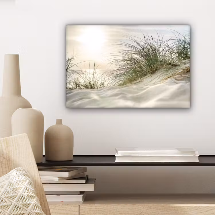 Duinen met helmgras onder de zon van het Duitse nationaal Park Schleswig-Holsteinisches Wattenmeer canvas 2cm klein -sfeer6