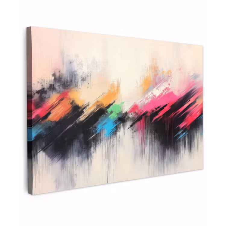 Dynamisch - Abstract - Kleurrijk - Zwart canvas 2cm klein -z3d