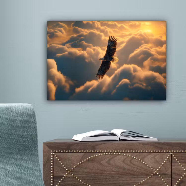 Adelaar - Wolken - Zon canvas 2cm klein -sfeer4