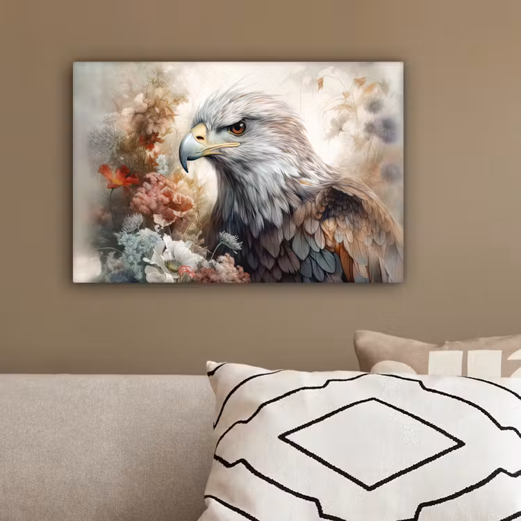 Arend - Adelaar - Vogel - Bloemen - Natuur canvas 2cm klein -sfeer3