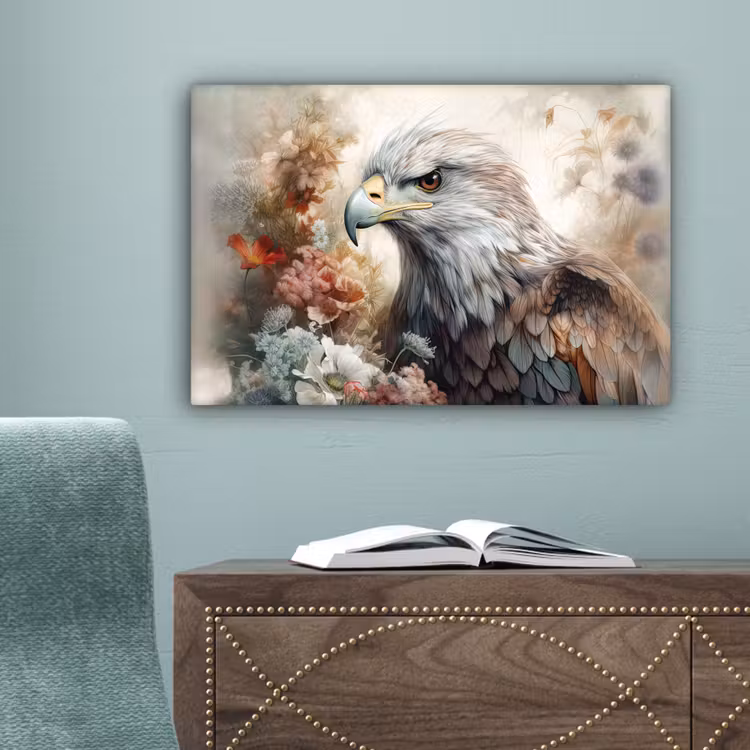 Arend - Adelaar - Vogel - Bloemen - Natuur canvas 2cm klein -sfeer4