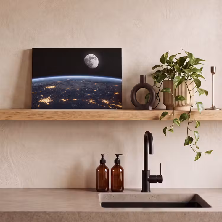 Canvas Print - Earth - Night - Space - Aarde - Nacht - Ruimte canvas 2cm klein