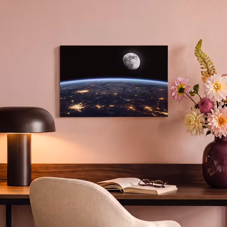 Canvas Print - Earth - Night - Space - Aarde - Nacht - Ruimte canvas 2cm klein