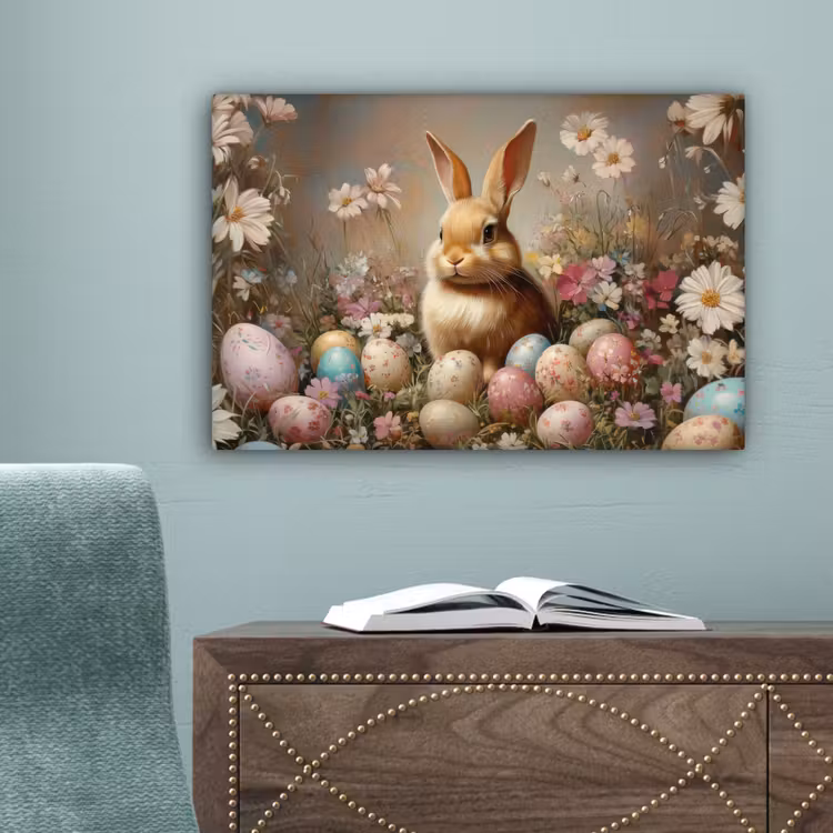 Paashaas - Lente - Paaseieren canvas 2cm klein -sfeer4