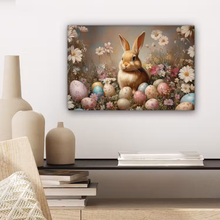 Paashaas - Lente - Paaseieren canvas 2cm klein -sfeer6