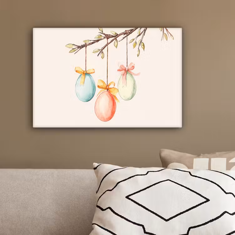 Paastak - Strikje - Eieren canvas 2cm klein -sfeer3