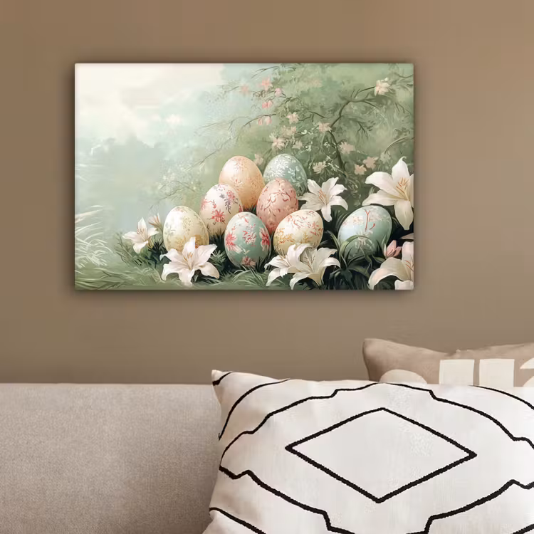 Paaseieren - Pasteltinten - Bloemen canvas 2cm klein -sfeer3