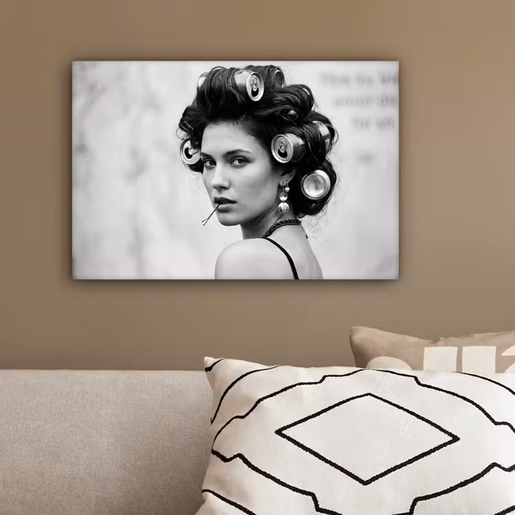 Edgy - Vrouw - Zwart - Wit canvas 2cm klein -sfeer3