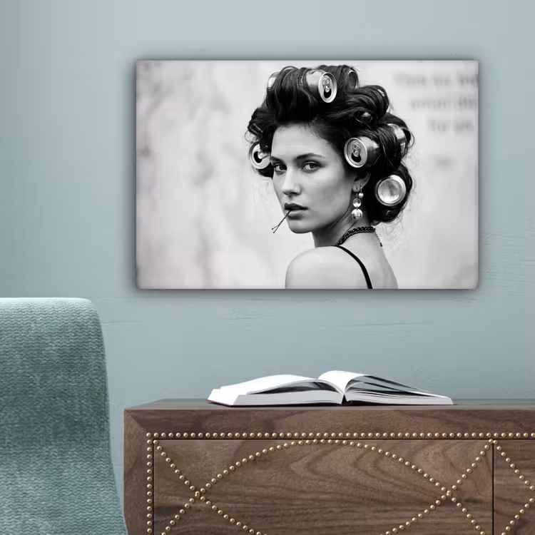 Edgy - Vrouw - Zwart - Wit canvas 2cm klein -sfeer4
