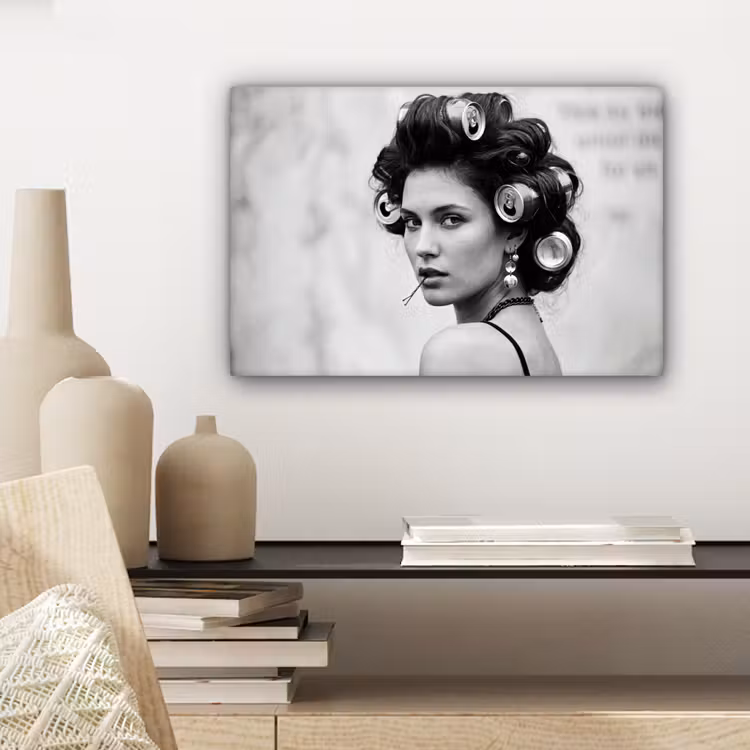 Edgy - Vrouw - Zwart - Wit canvas 2cm klein -sfeer6