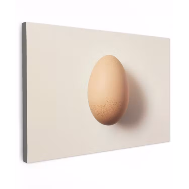 Ei - Beige - Ovaal - Egaal canvas 2cm klein -z3d