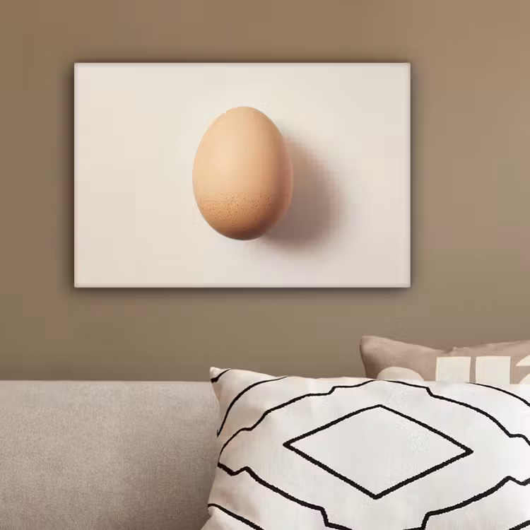Ei - Beige - Ovaal - Egaal canvas 2cm klein -sfeer3