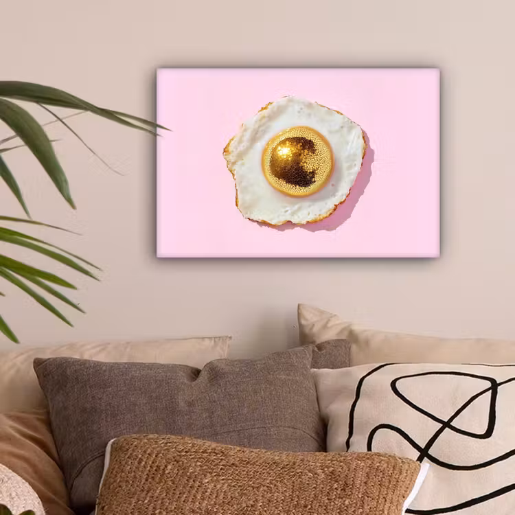 Ei - Disco - Ontbijt - Glitter canvas 2cm klein -sfeer1