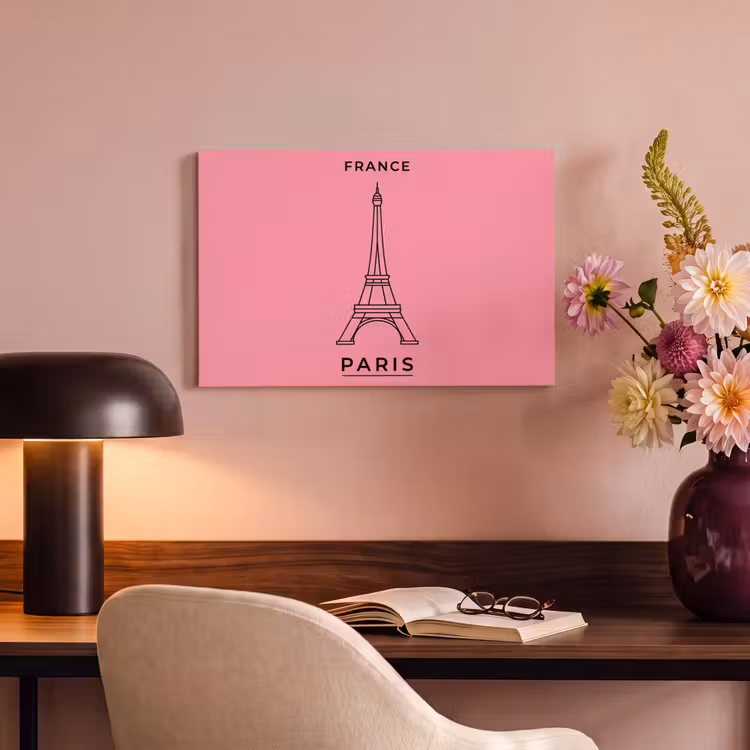 Eiffeltoren - Parijs - Architectuur - Minimalistisch - Roze canvas 2cm klein -sfeer4