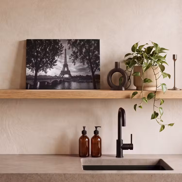 Eiffeltoren - Parijs - Rivier - Architectuur - Zwart-wit canvas 2cm klein -sfeer3
