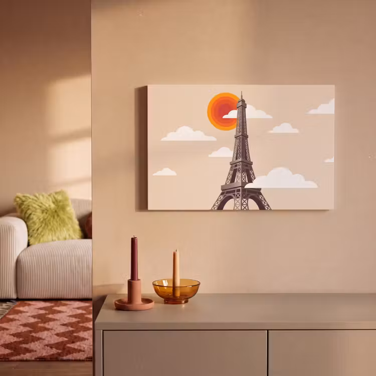 Eiffeltoren - Zon - Architectuur - Abstract - Beige canvas 2cm klein -sfeer1