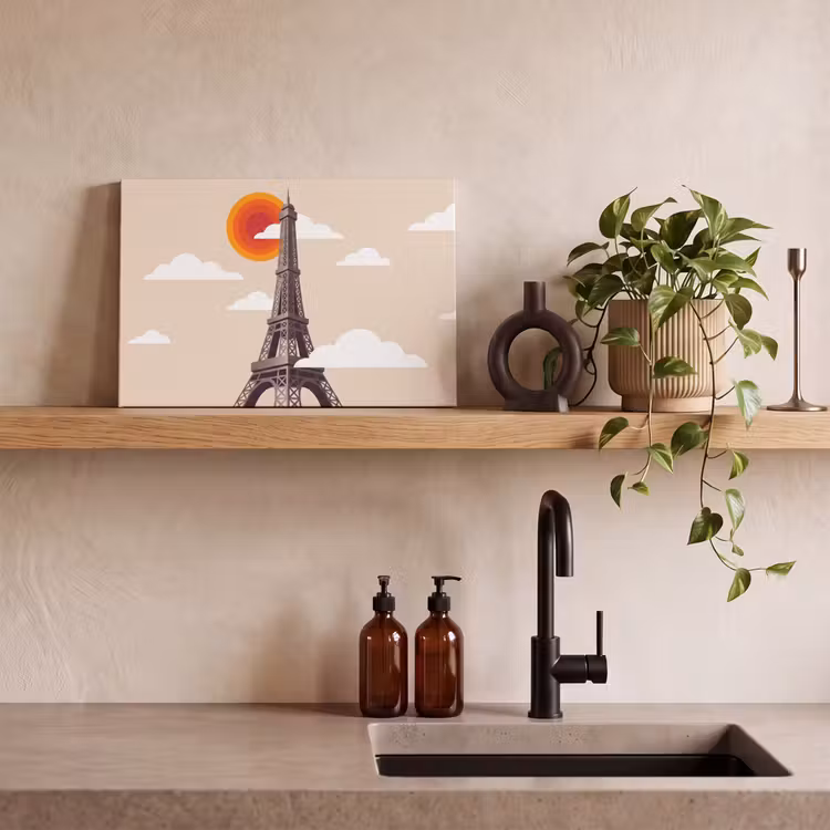 Eiffeltoren - Zon - Architectuur - Abstract - Beige canvas 2cm klein -sfeer3