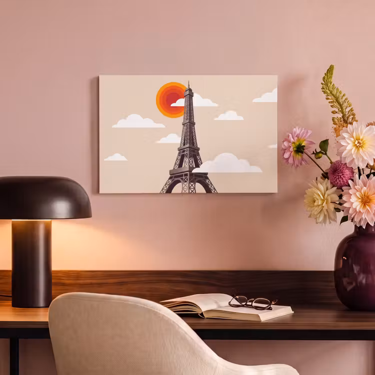 Eiffeltoren - Zon - Architectuur - Abstract - Beige canvas 2cm klein -sfeer4