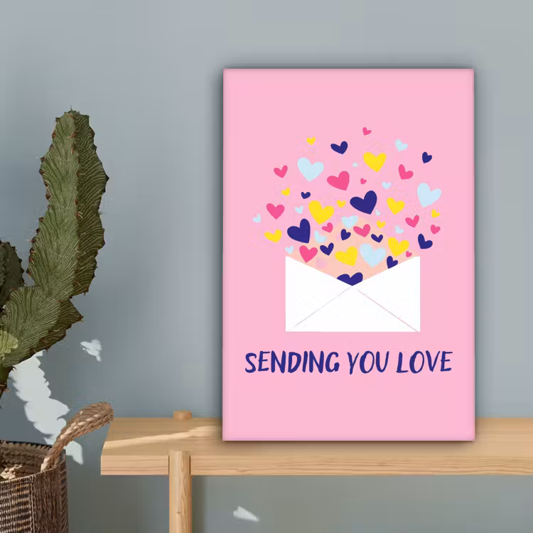 Envelop - Love - Hartjes - Valentijn canvas 2cm klein -sfeer4