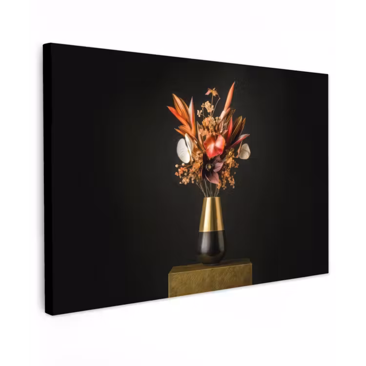 Exotisch - Boeket - Vaas - Goud canvas 2cm klein -z3d