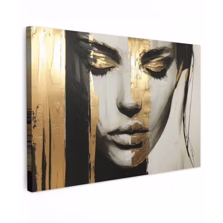 Ogen - Gezicht - Goud - Strepen canvas 2cm klein -z3d