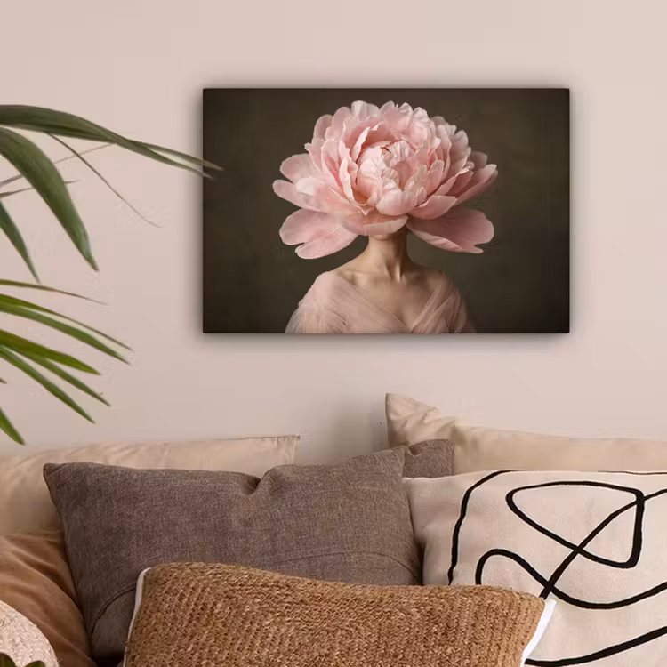 Gezicht - Roos - Roze canvas 2cm klein -sfeer1