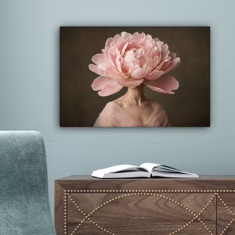 Gezicht - Roos - Roze canvas 2cm klein -sfeer4