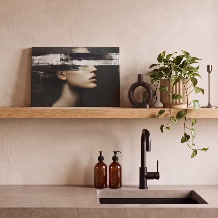 Gezicht - Vrouw - Zwart - Abstract canvas 2cm klein -sfeer3
