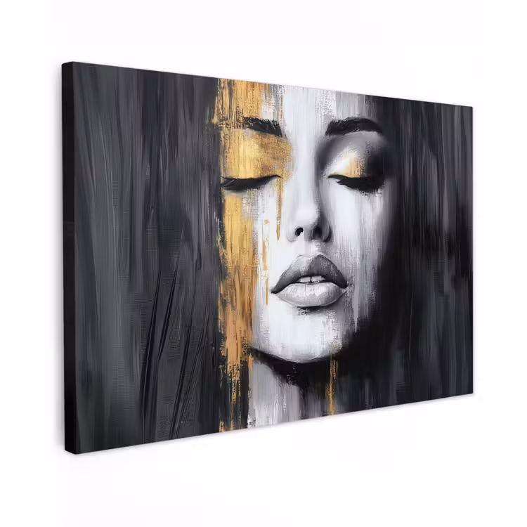 Gezicht - Vrouw - Penseelstreken - Abstract canvas 2cm klein -z3d