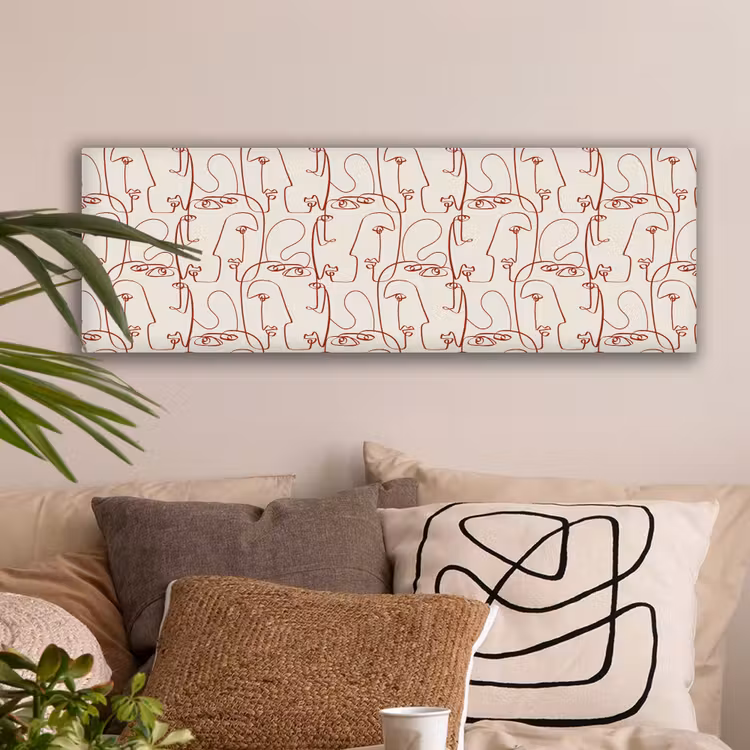 Gezichten - Abstract - Rood - Beige canvas 2cm klein 828 -sfeer1