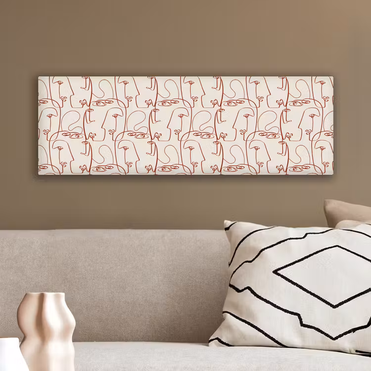 Gezichten - Abstract - Rood - Beige canvas 2cm klein 828 -sfeer3