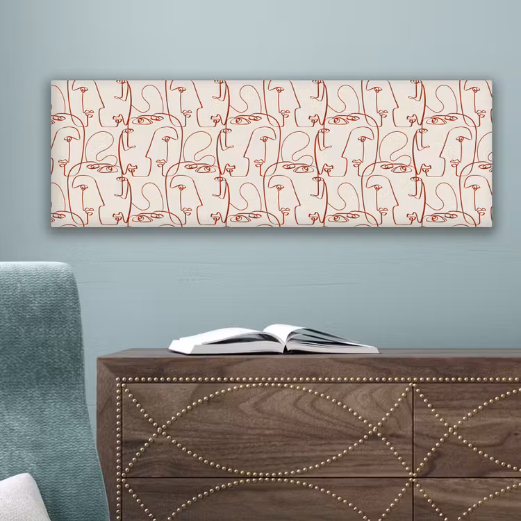 Gezichten - Abstract - Rood - Beige canvas 2cm klein 828 -sfeer4