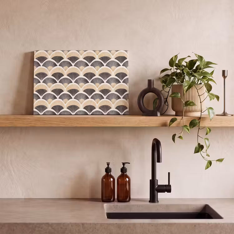 Waaier - Patroon - Zwart - Beige canvas 2cm klein 34 -sfeer3