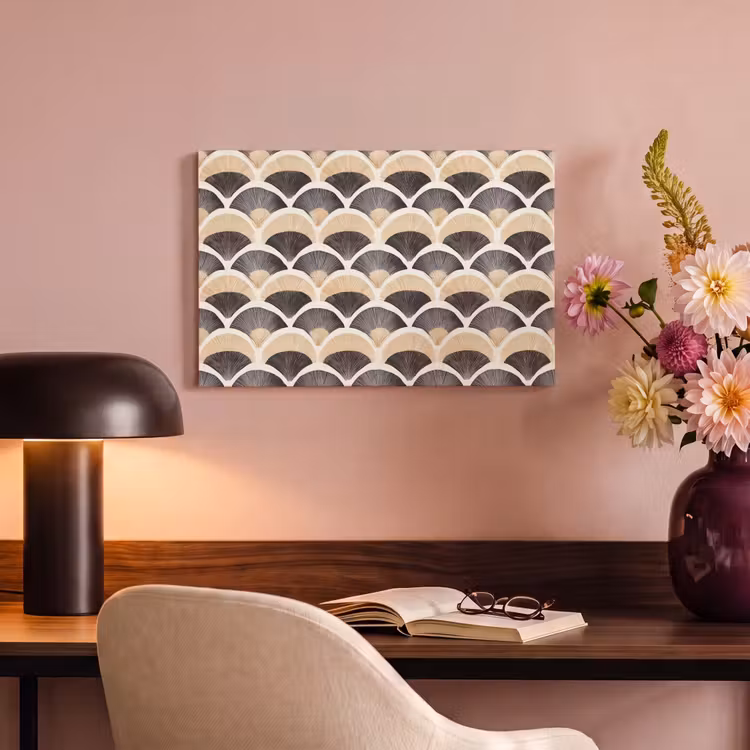 Waaier - Patroon - Zwart - Beige canvas 2cm klein 34 -sfeer4