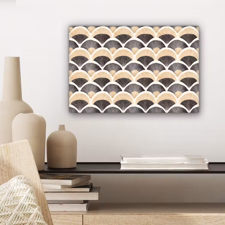 Waaier - Patroon - Zwart - Beige canvas 2cm klein 34 -sfeer6