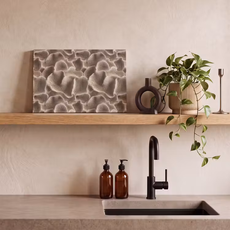 Waaiervorm - Beige - Vezel textuur canvas 2cm klein 34 -sfeer3